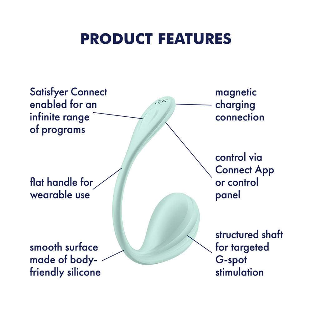 Satisfyer Smooth Petal - Mint - Mint USB Rechargeable Wearable Stimulator with App Control