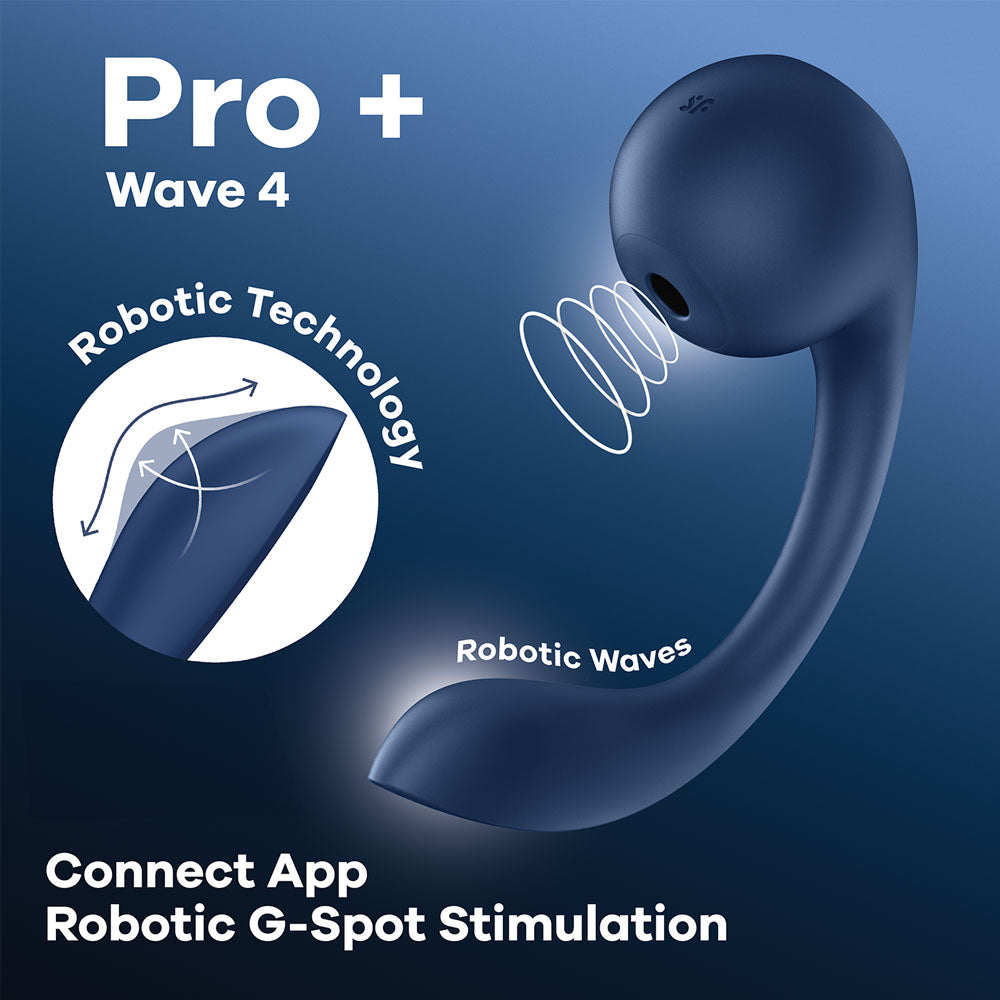 Satisfyer Pro+ Wave 4 - Blue USB Rechargeable Vibrator with Air Pulse Stimulation and App Control