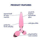 Satisfyer Triple Crystal 2 - Pink - Pink Glass 3-in-1 Butt Plug