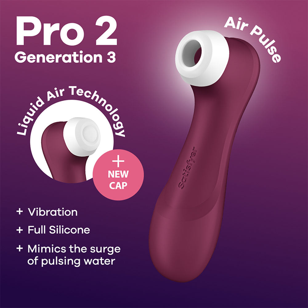 Satisfyer Pro 2 Generation 3 - Wine Red - Wine Red Touch-Free USB-Rechargeable Clitoral Stimulator
