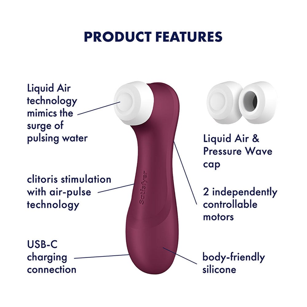 Satisfyer Pro 2 Generation 3 - Wine Red - Wine Red Touch-Free USB-Rechargeable Clitoral Stimulator