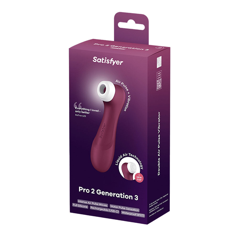 Satisfyer Pro 2 Generation 3 - Wine Red - Wine Red Touch-Free USB-Rechargeable Clitoral Stimulator