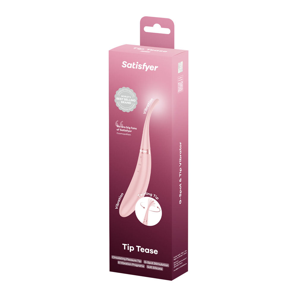 Satisfyer Tip Tease - Rose - Rose USB Rechargeable Vibrator with Twirling Tip