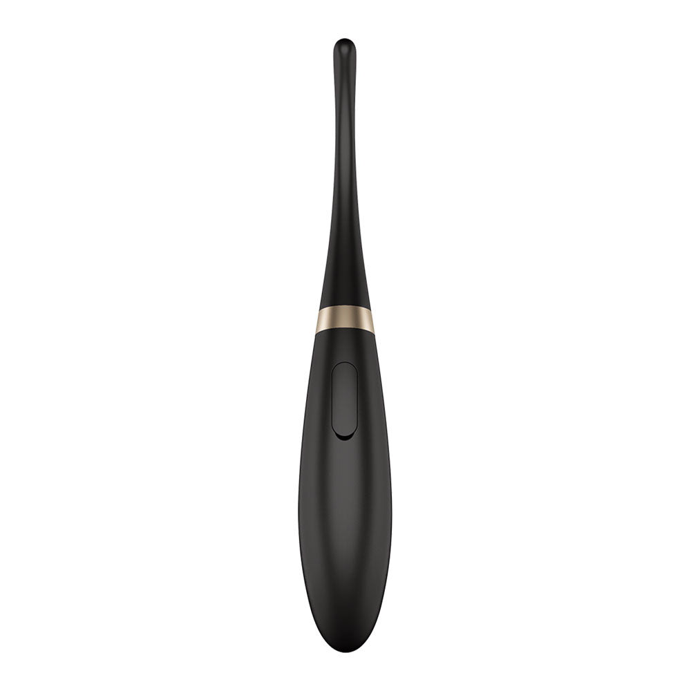 Satisfyer Tip Tease - Black - Black USB Rechargeable Vibrator with Twirling Tip