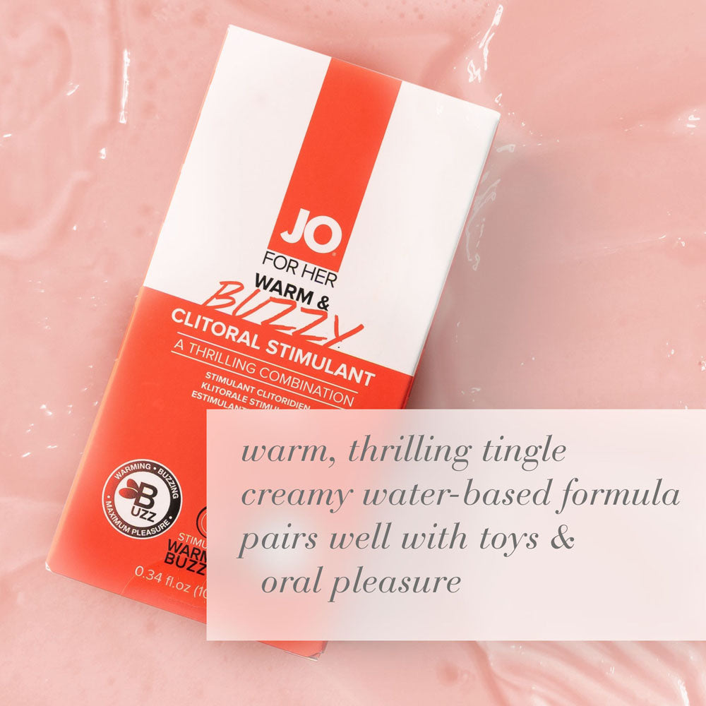 JO Warm & Buzzy Clitoral Stimulant - 10 mL - Warming Clitoral Stimulation Gel - 10 ml Tube