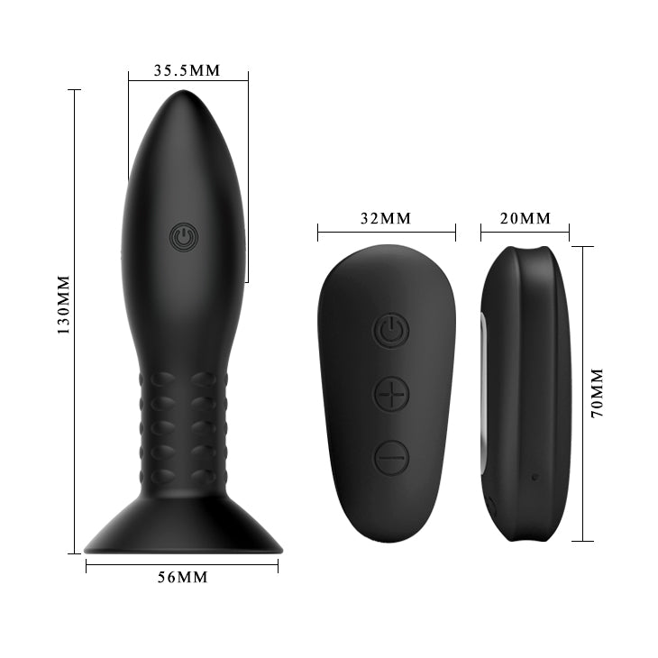 MR PLAY Rotation Beads Anal Plug - Black USB Rechargeable Beaded Butt Plug with Wireless Remote