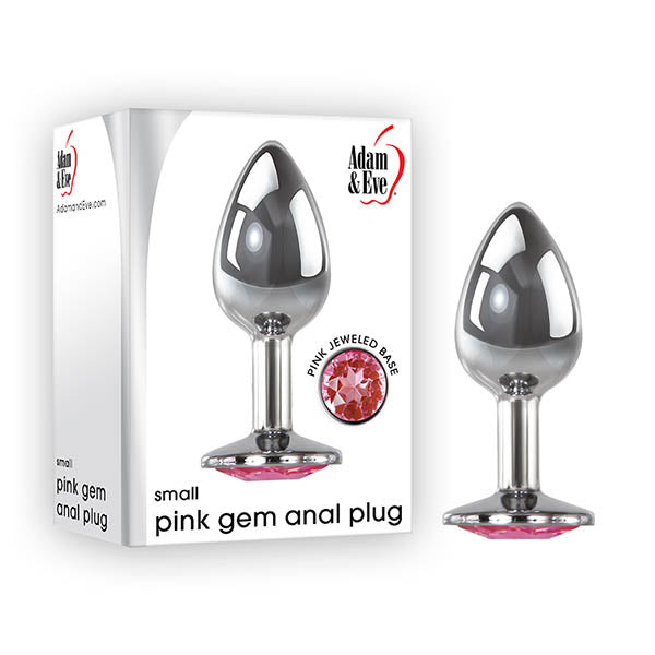 Adam & Eve Pink Gem Anal Plug - Small - Silver Small 7.1 cm Metal Butt Plug with Pink Gem