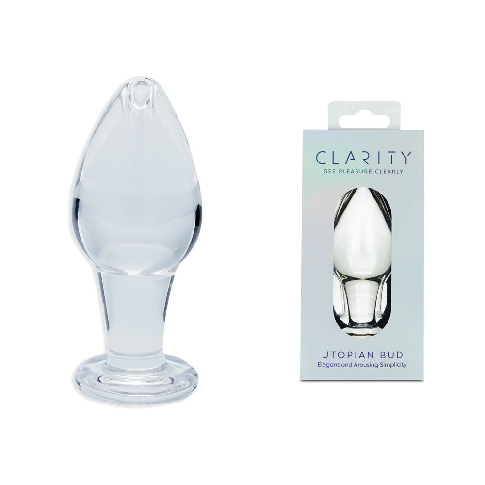Clarity - Utopian Bud - Clear 8.9 cm Glass Butt Plug