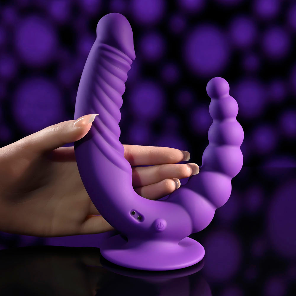 Evolved THE RIDER - Purple USB Rechargeable Double Ended Vibrator with Wireless Remote