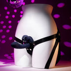 Evolved GIVING VIBES - Black 14.6 cm USB Rechargeable Vibrating Strap-On with Remote