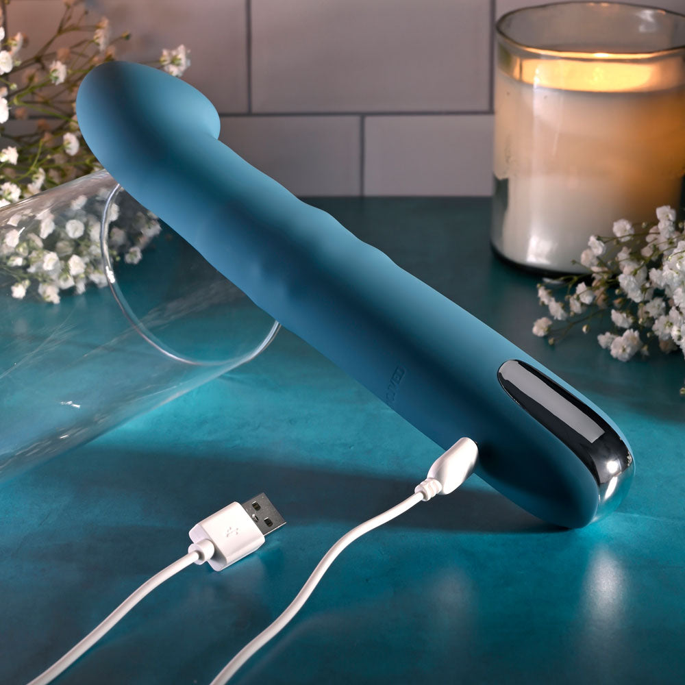 Evolved QUEEN OF ALL TRADES - Blue 22.6 cm USB Rechargeable Thrusting & Rotating Vibrator