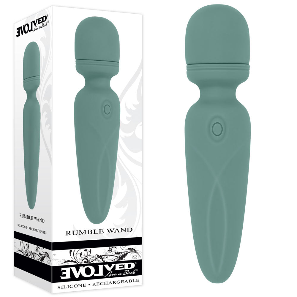 Evolved RUMBLE WAND - Olive Green 13.4 USB Rechargeable Mini Massage Wand