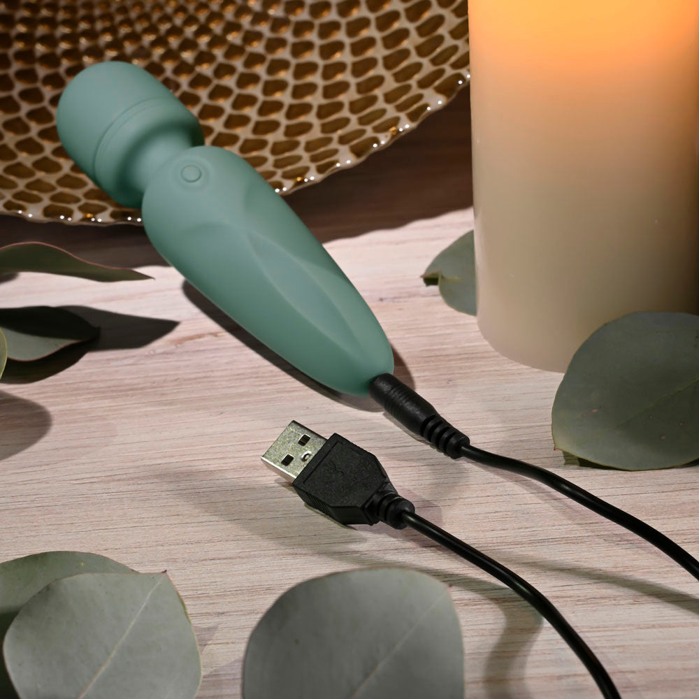 Evolved RUMBLE WAND - Olive Green 13.4 USB Rechargeable Mini Massage Wand