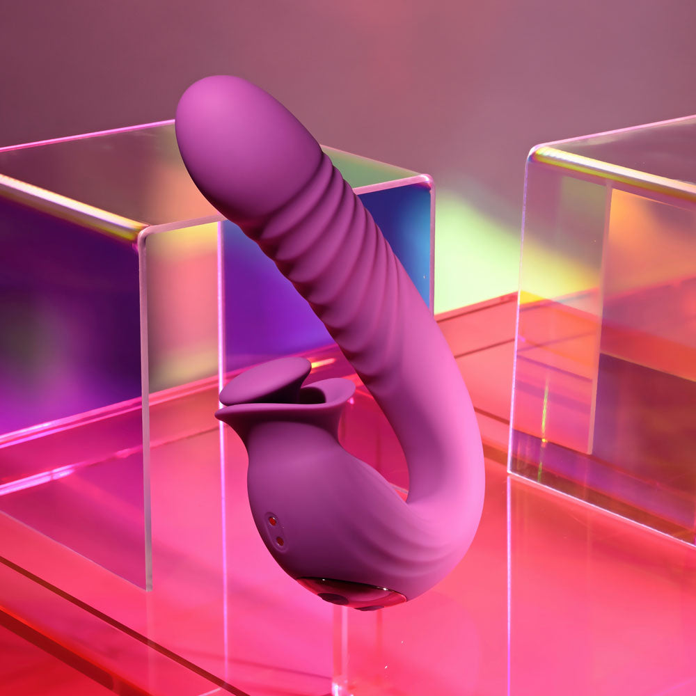 Evolved DEEP ECSTASY - Purple 16.5 cm USB Rechargeable Thrusting and Tapping Vibrator