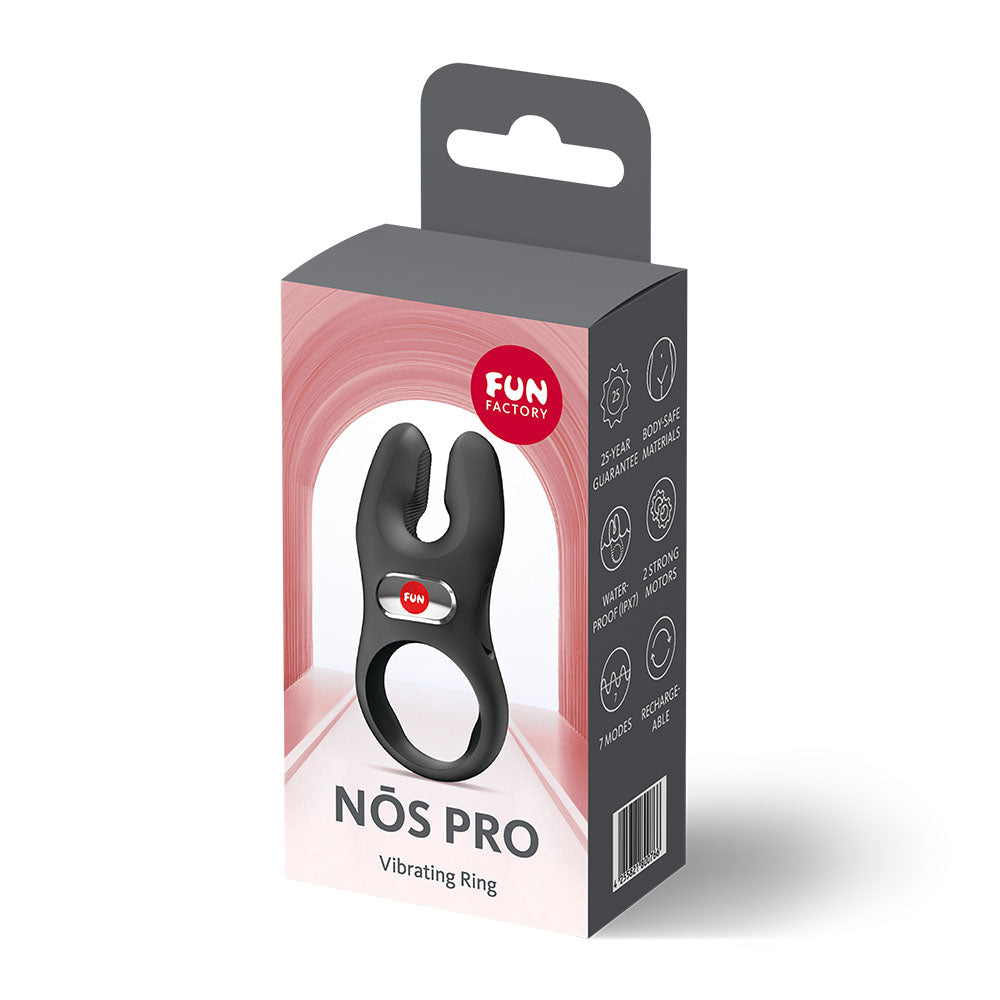 Fun Factory NOS PRO Black - Black USB-C Rechargeable Vibrating Cock Ring