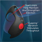Red Dot Rings - V3 - Black USB Rechargeable Vibrating Cock & Ball Ring with Remote