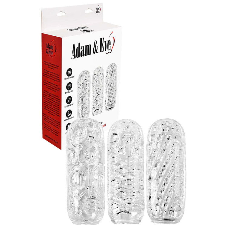 Adam & Eve ADAM'S CRYSTAL TRIO - Clear Strokers - 3 Pack