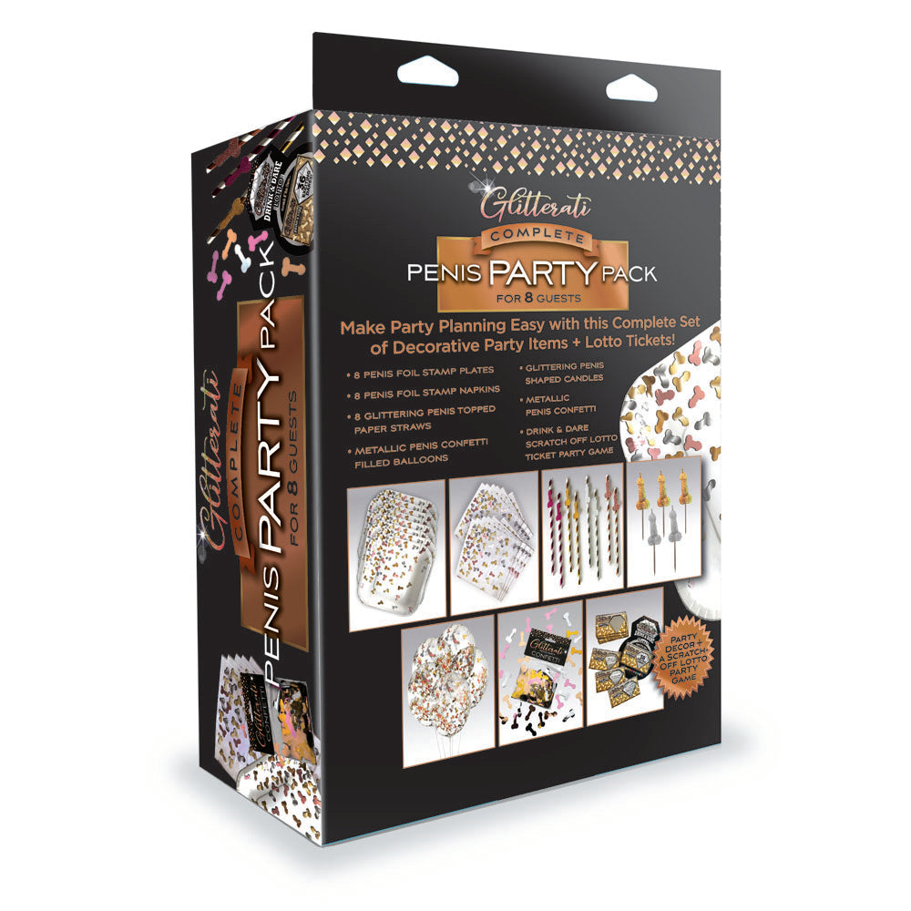 Glitterati Complete Penis Party Pack - Party Set for 8 People