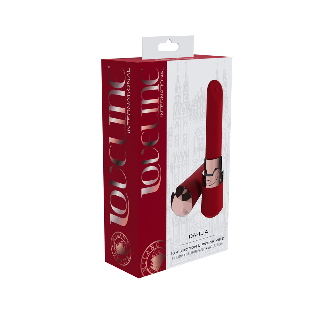 LOVELINE Dahlia - Red - Red 12.5 cm USB Rechargeable Lipstick Vibrator