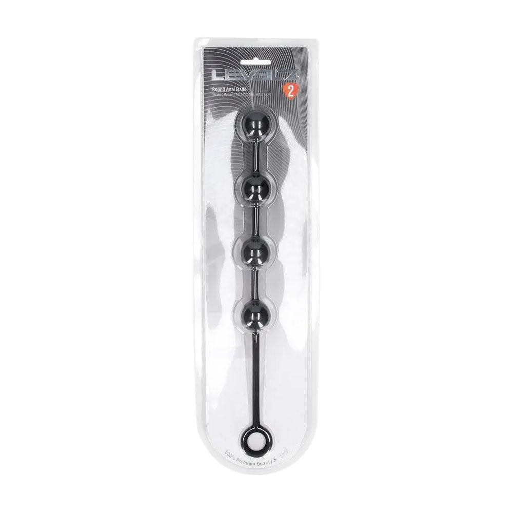 LEVELZ Round Silicone Anal Balls - M - 20mm - Black 32 cm Medium Anal Balls