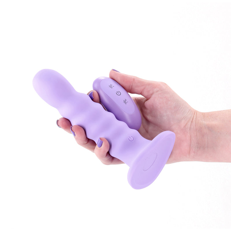 Colours Ribbed - 6'' Vibrating Dildo - Purple - Purple 16.5 cm USB Rechargeable Vibrating Dildo with Wireless Remote
