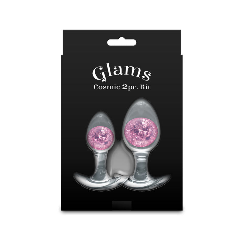 Glams Cosmic 2pc Kit - Pink - Clear/Pink Butt Plugs - Set of 2 Sizes