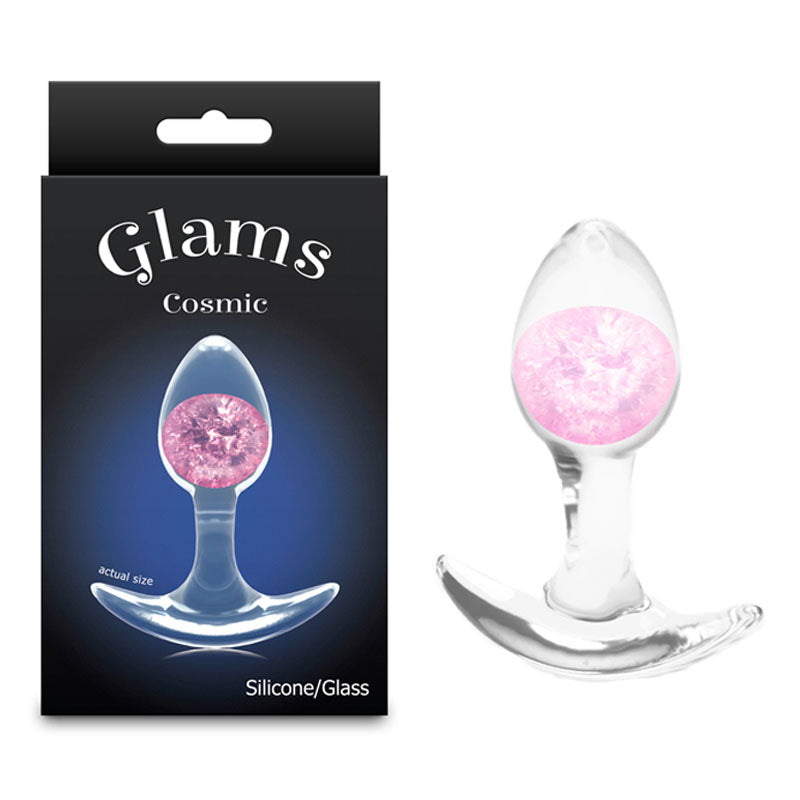 Glams Cosmic - Small - Pink - Clear/Pink 8.1 cm Small Butt Plug