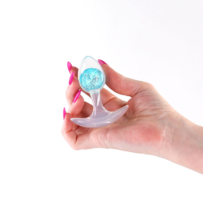 Glams Cosmic - Small - Blue - Clear/Blue 8.1 cm Small Butt Plug