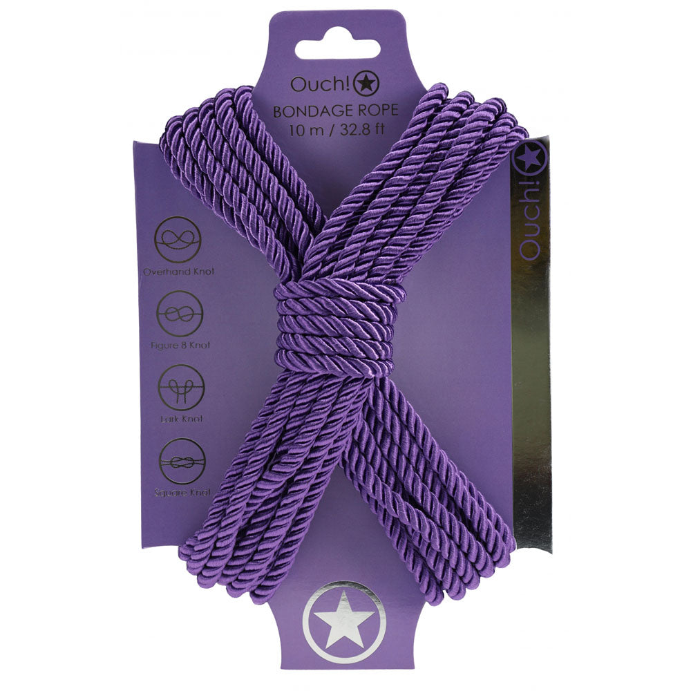 OUCH! Bondage Rope - 10 M - Purple - Purple Nylon Bondage Rope - 10 metre Length