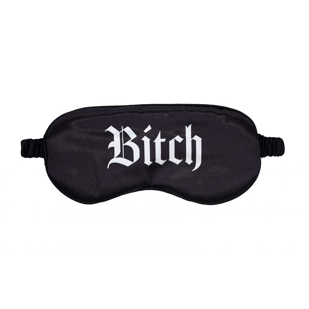 OUCH! Satin Mask - Bitch - Black Printed Eye Mask