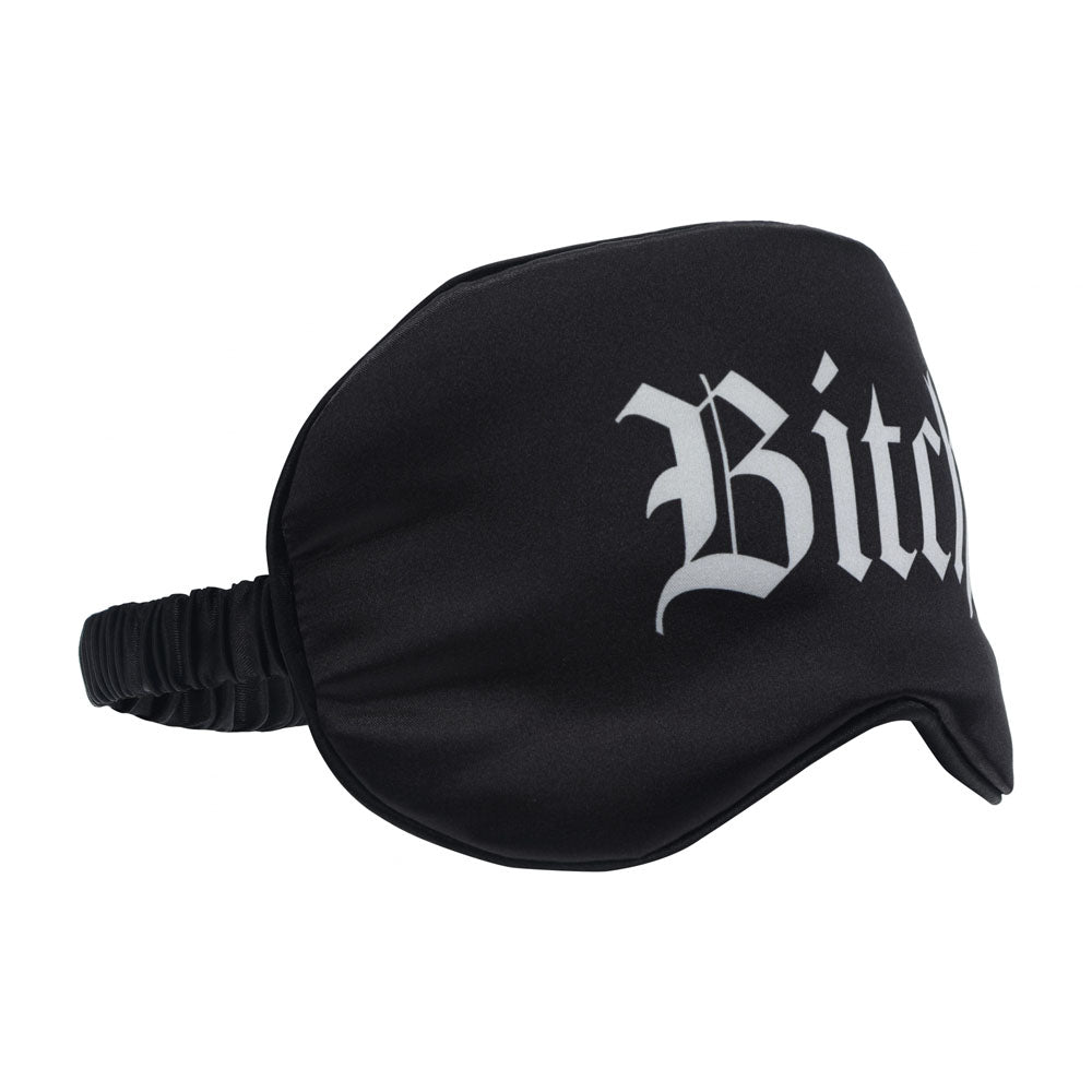 OUCH! Satin Mask - Bitch - Black Printed Eye Mask
