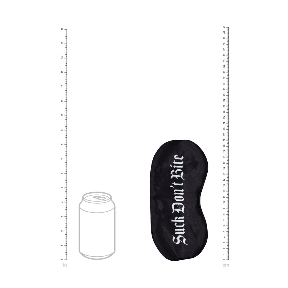 OUCH! Satin Mask - Suck Don't Bite - Black Printed Eye Mask
