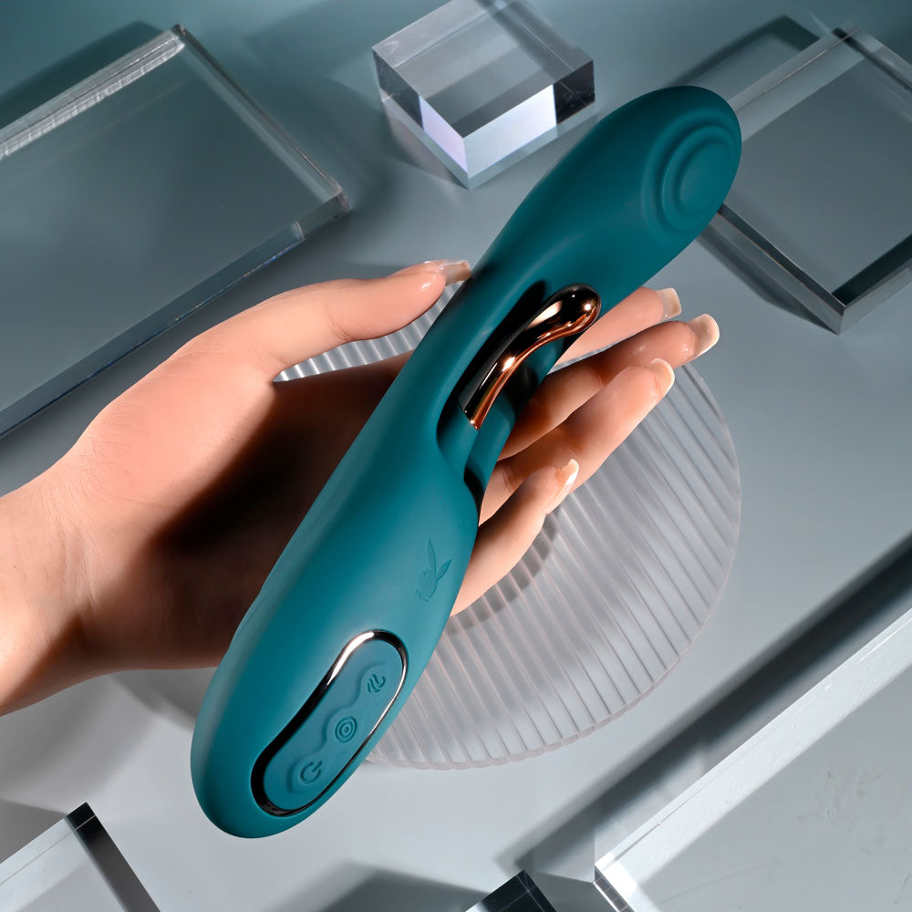 Playboy Pleasure AURELIE - Green 22.7 cm USB Rechargeable Vibrator with Internal Flicker