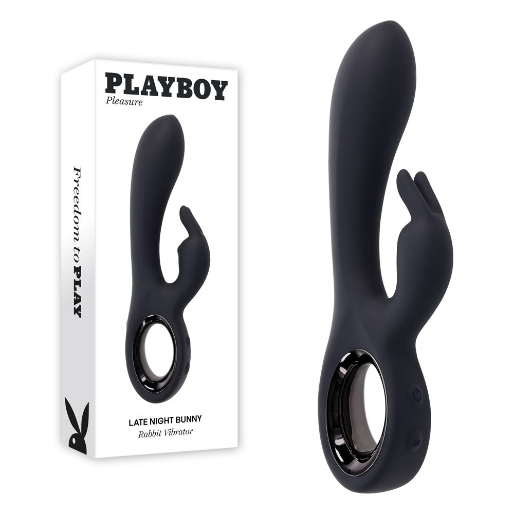 Playboy Pleasure LATE NIGHT BUNNY - Black 20 cm USB Rechargeable Rabbit Vibrator