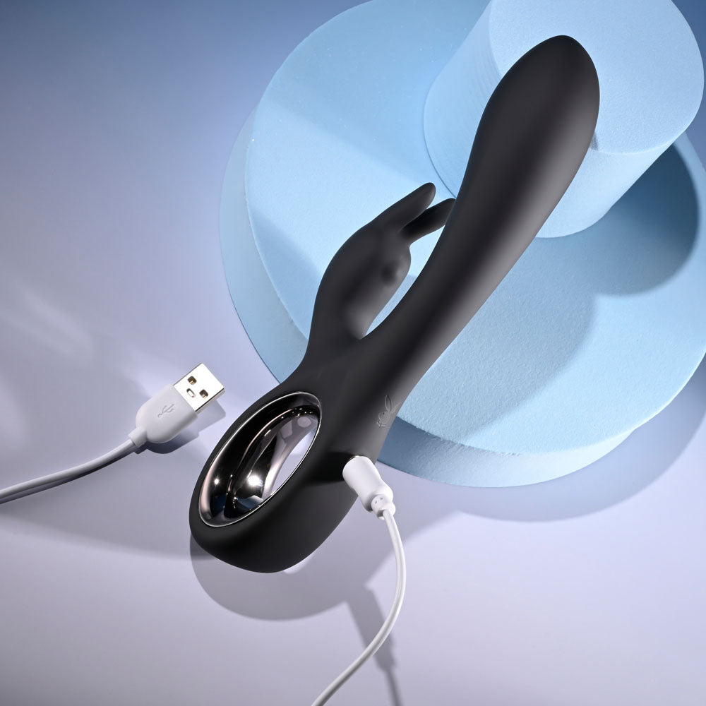 Playboy Pleasure LATE NIGHT BUNNY - Black 20 cm USB Rechargeable Rabbit Vibrator