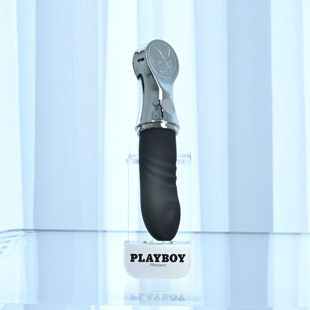 Playboy Pleasure BON VOYAGE - Black/Chrome 18.7 cm USB-C Rechargeable Tapping Vibrator