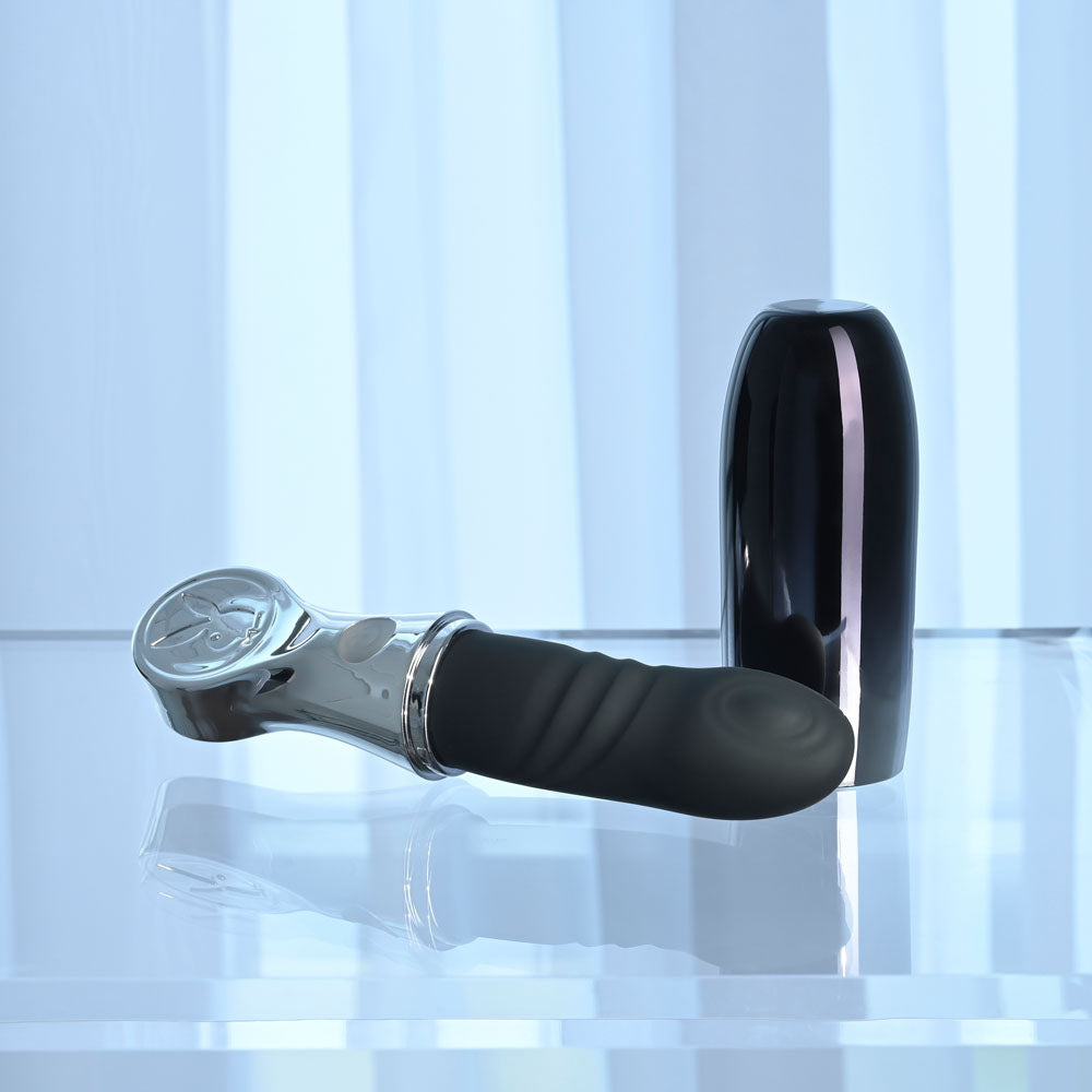 Playboy Pleasure BON VOYAGE - Black/Chrome 18.7 cm USB-C Rechargeable Tapping Vibrator