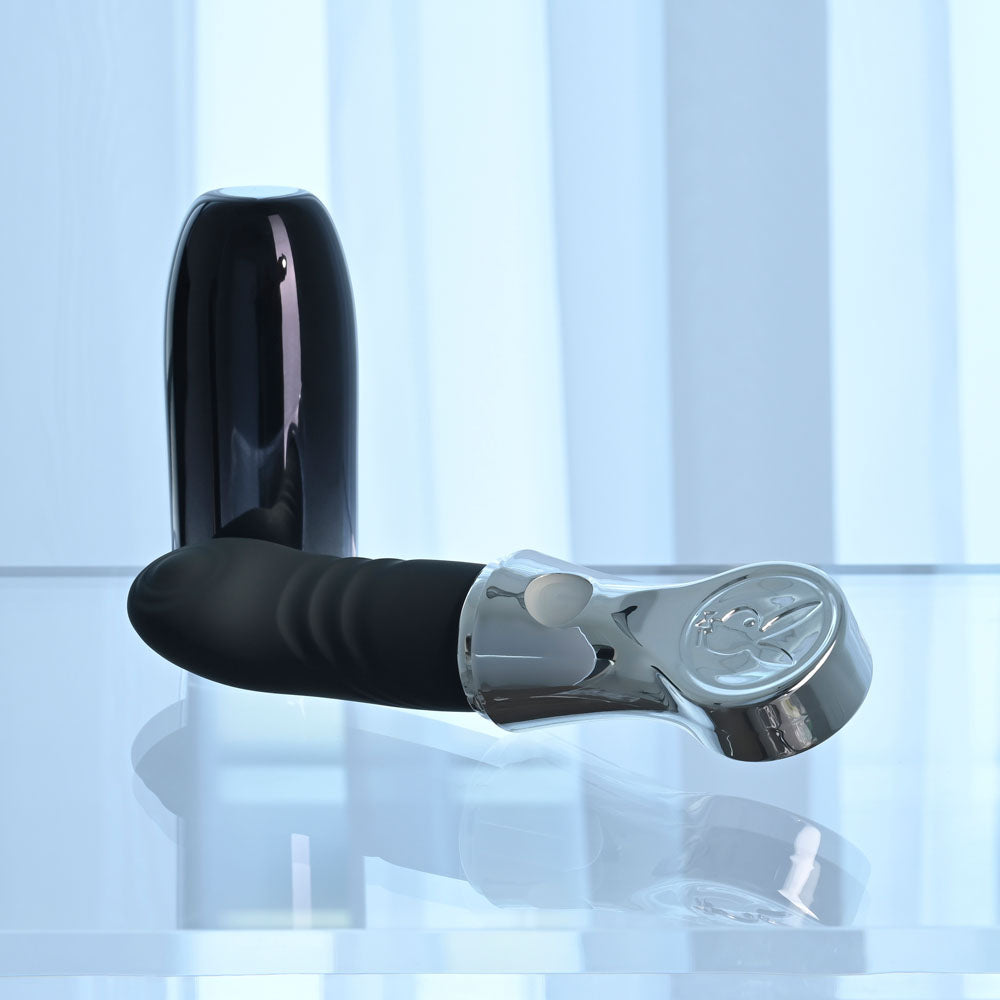 Playboy Pleasure BON VOYAGE - Black/Chrome 18.7 cm USB-C Rechargeable Tapping Vibrator