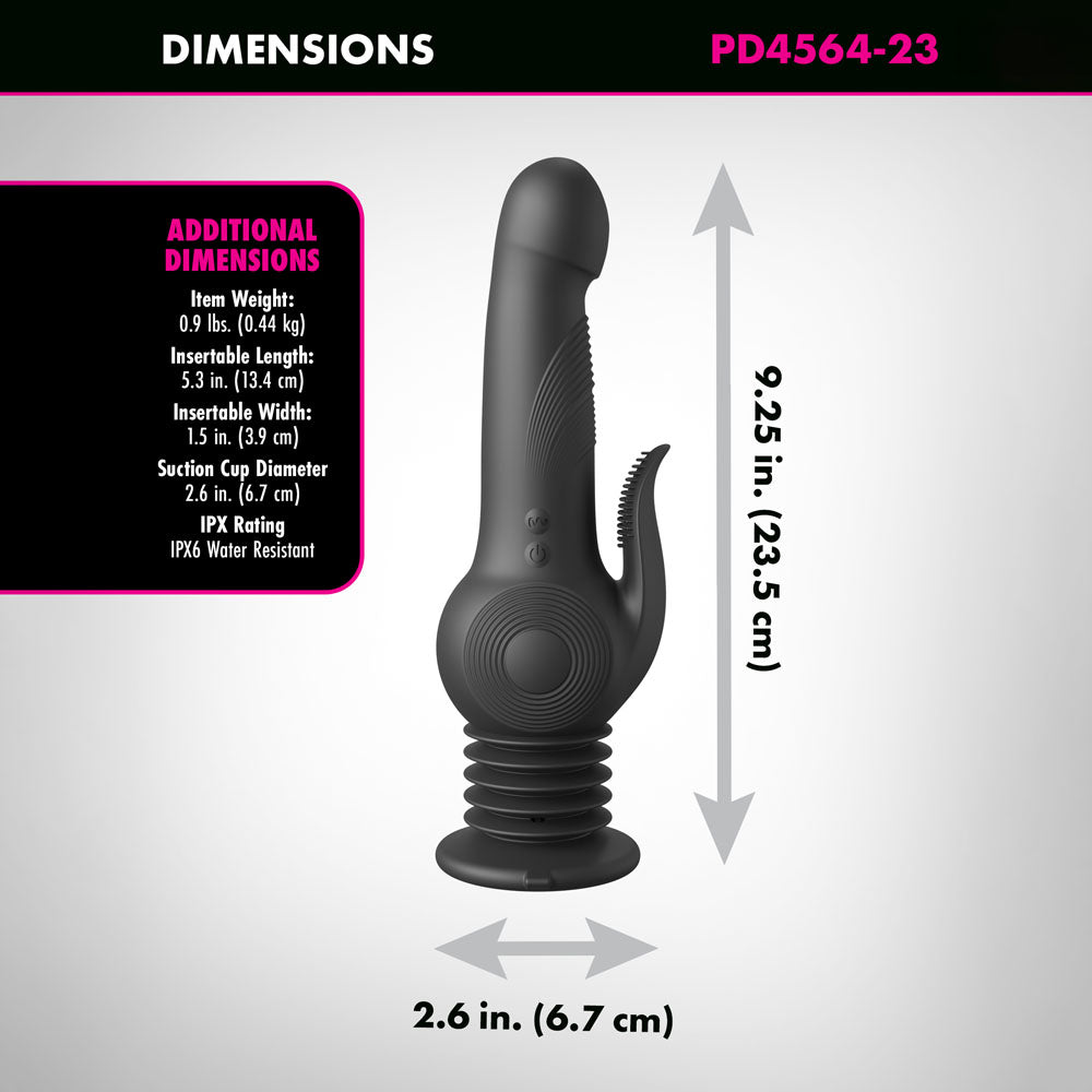 Fetish Fantasy Series Pogo Thruster - Black USB Rechargeable 23.5 cm Gyrating Rabbit Vibrator