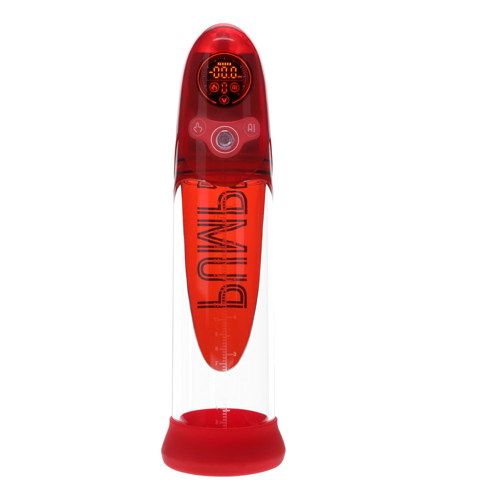 PUMPED Aqua-Pro Auto Pump - Red - Red/Clear USB Rechargeable AI-Enabled Submersible Auto Penis Pump