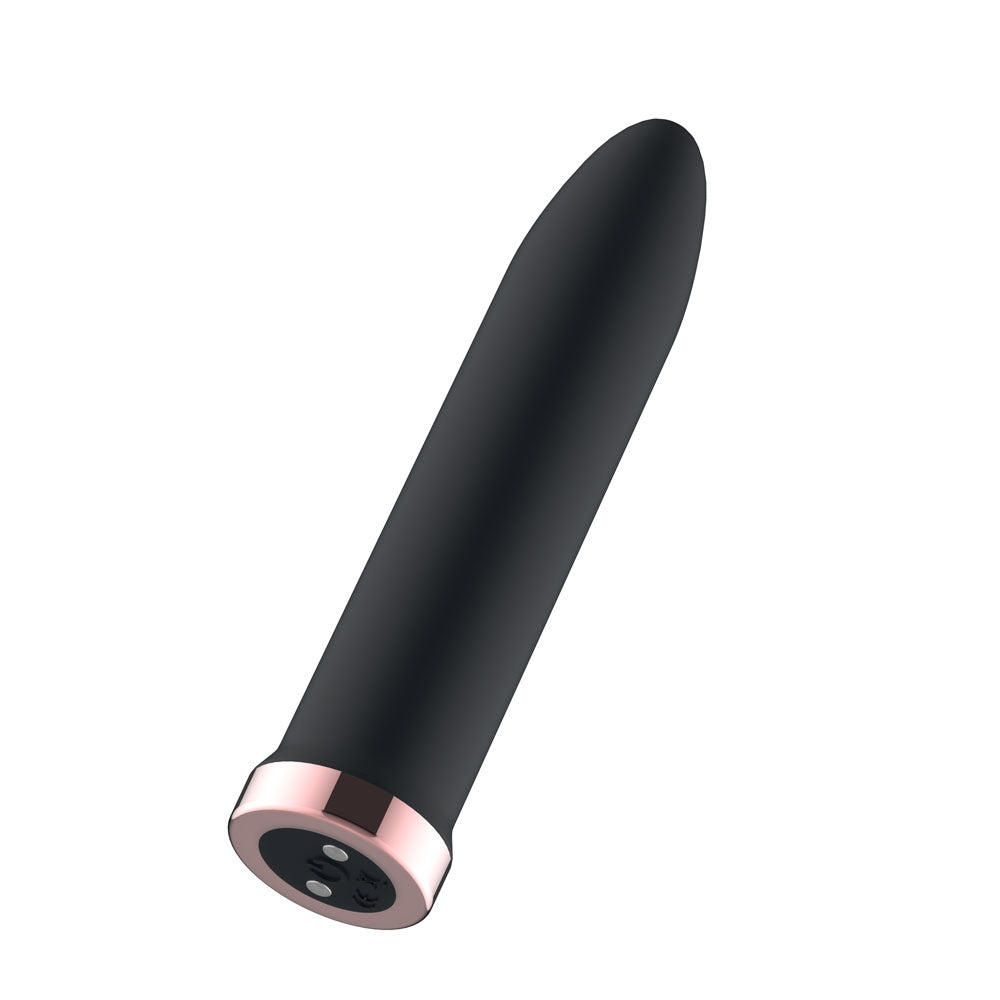 Passion Play Rechargeable Vibrating Bullet - Black - Black 9.8 cm USB Rechargeable Bullet