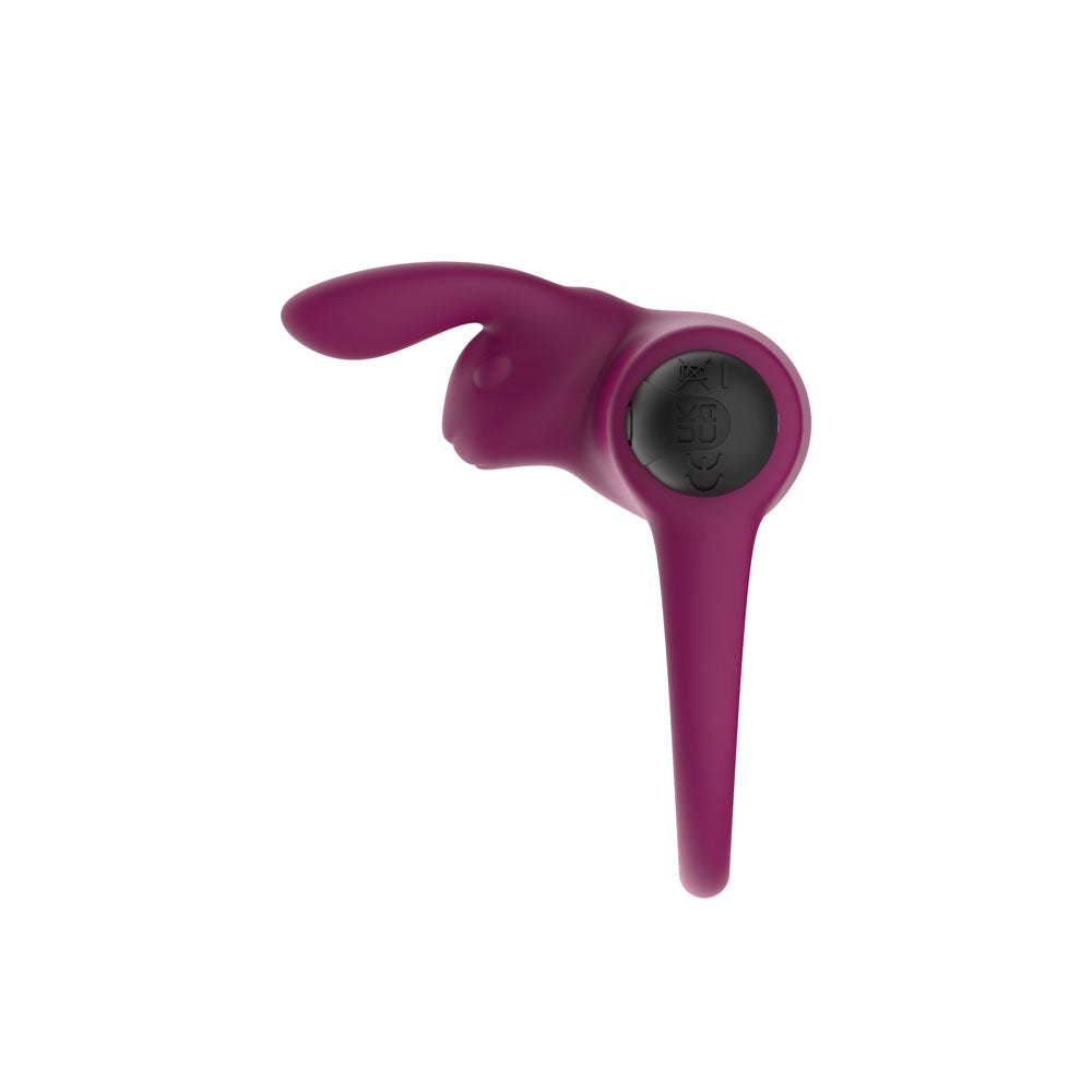 Passion Play Silicone Rabbit Vibrating Cockring - Purple USB Rechargeable Vibrating Penis and Balls Ring