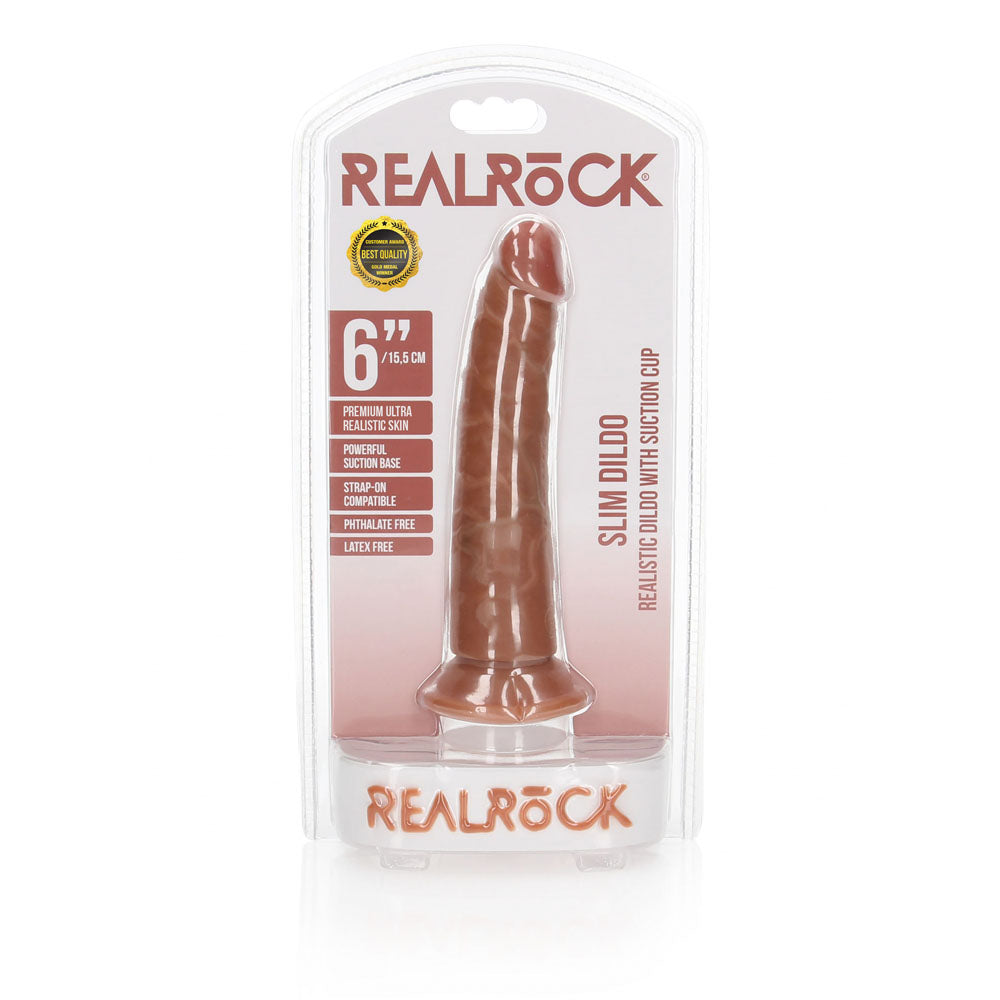 REALROCK Realistic Slim Dildo without Balls - 15.5 cm - Tan 15.5 cm (6'') Dong