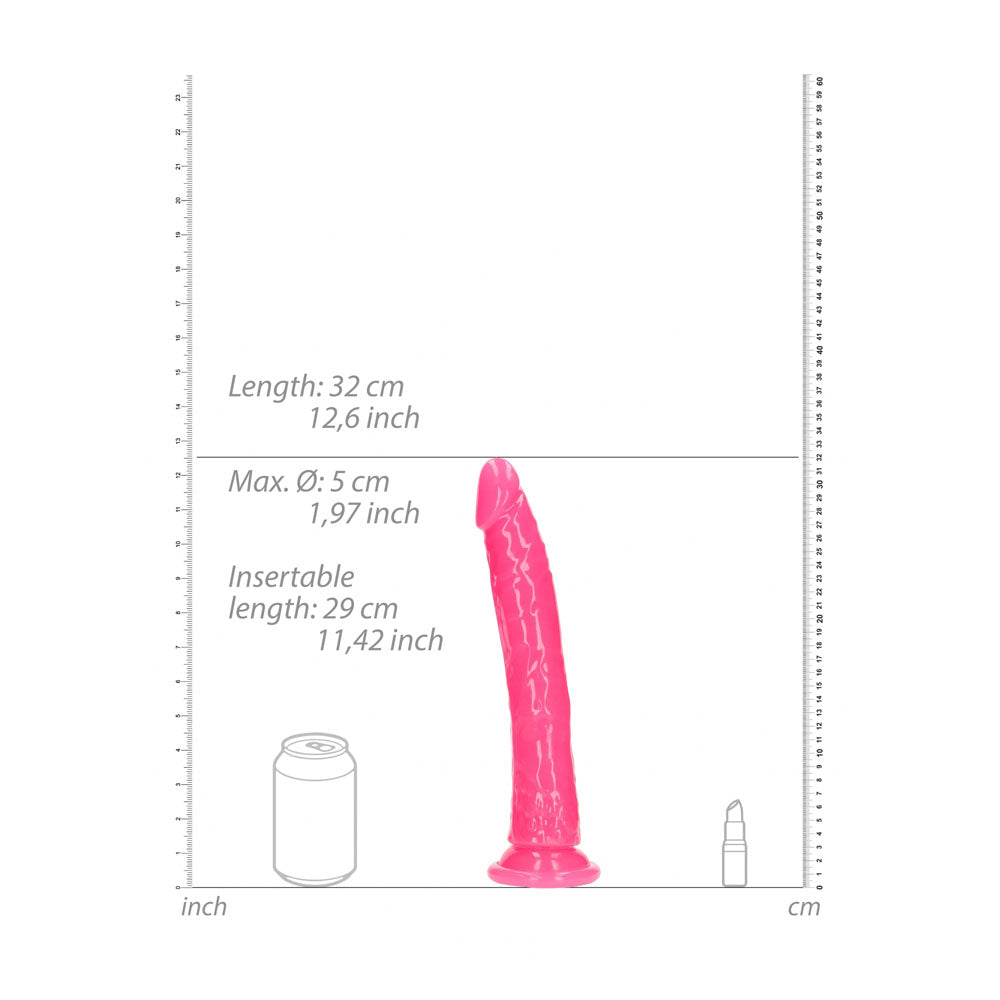 REALROCK 29 cm Slim Glow in the Dark Neon - Pink - Glow in Dark Pink 29 cm (11'') Dong