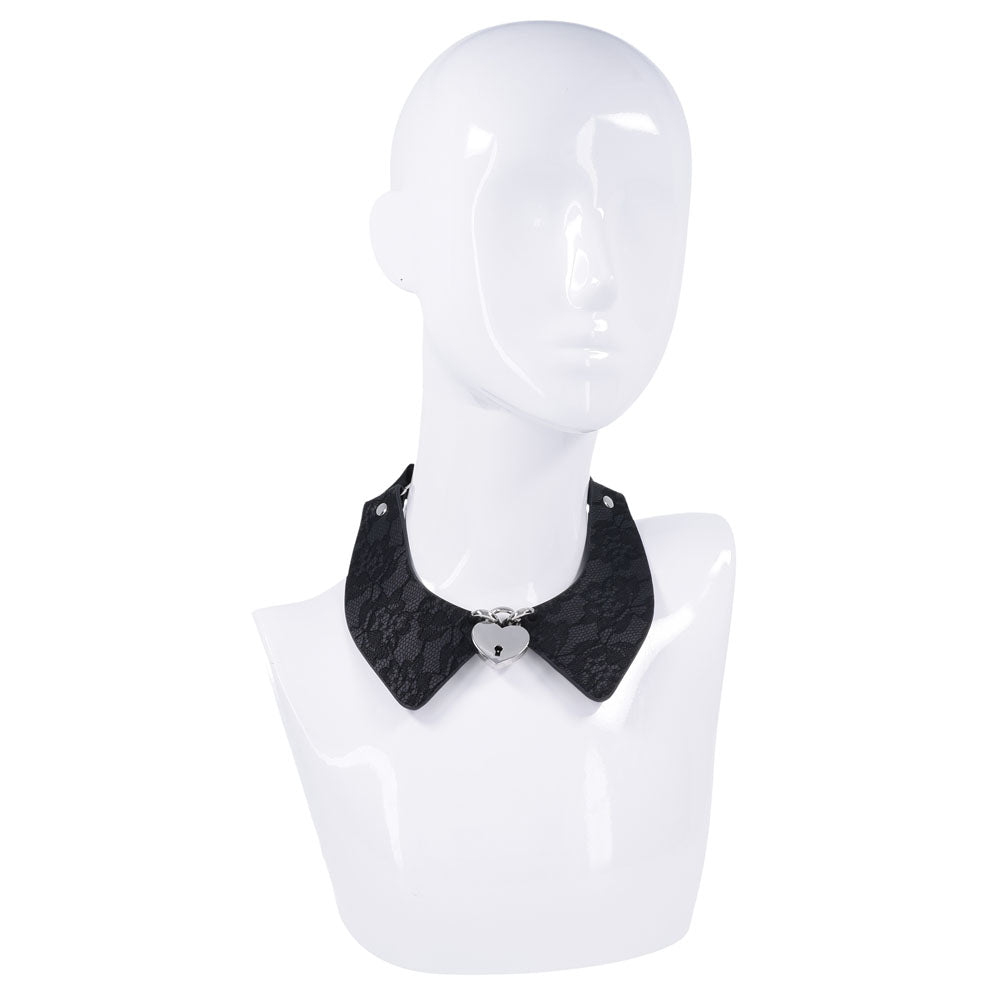 Sex & Mischief Heartbound Lace Day Collar - Black Submission Collar
