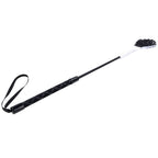 Sex & Mischief Lace Silicone Crop - Black/White 50 cm Crop Whip