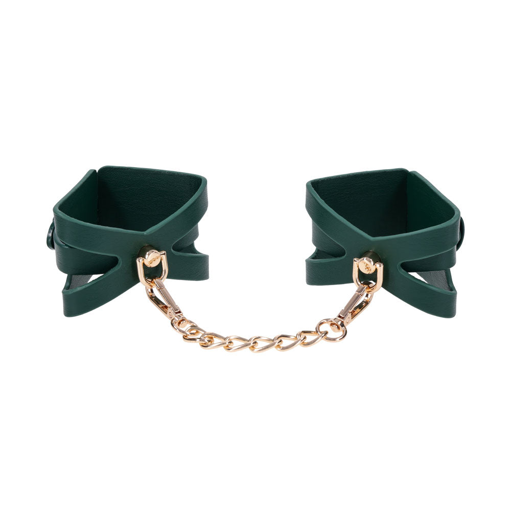 Sex & Mischief Indica Cutout Cuffs - Green/Gold Restraints