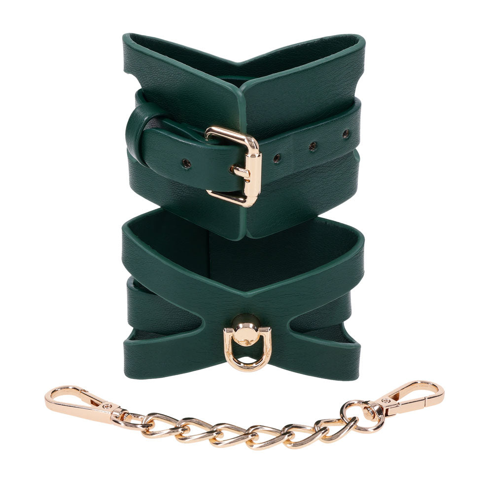 Sex & Mischief Indica Cutout Cuffs - Green/Gold Restraints