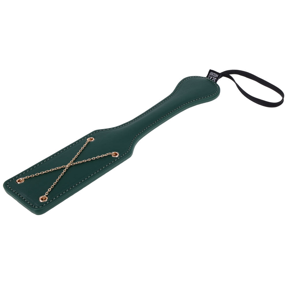Sex & Mischief Indica Chain Impressions Paddle - Green/Gold Spanking Paddle