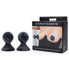SPORTSHEETS Velvet Noir Silicone Nipple Suckers - Black/Grey Nipple Suckers - Set of 2
